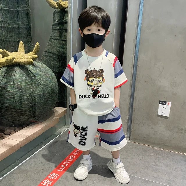 哪吒儿童服装2025新款男童夏季套装小孩夏装短袖衣服时髦运动童装