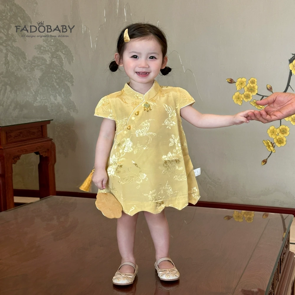 女童旗袍裙2025新款夏季儿童宝宝新中式提花复古连衣裙汉服裙子