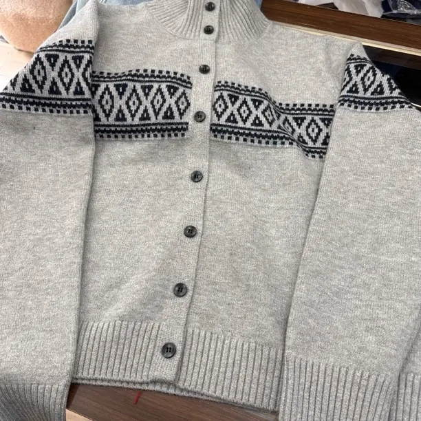 韩系简约堆领针织开衫女春季新款百搭毛衣外套no退no换