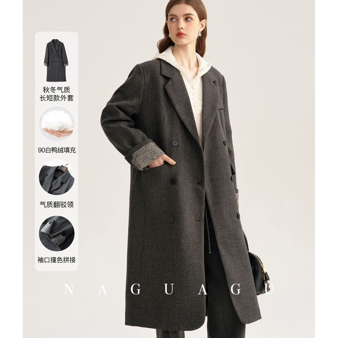 【华盛顿羽绒服】90白鸭绒填充 翻驳领长短款外套女