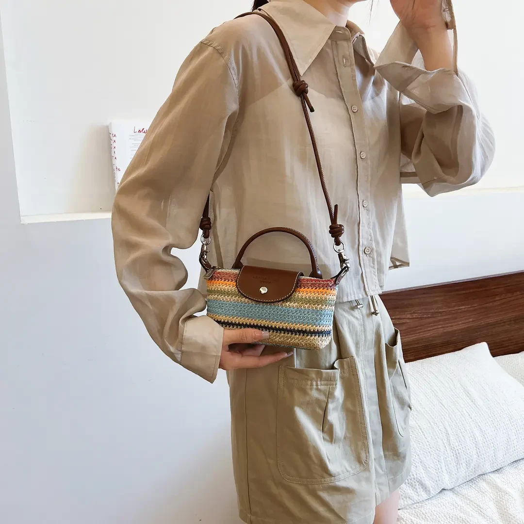 草编包包女款爆款2025新款韩版休闲编织饺子包ins夏季小包包斜挎