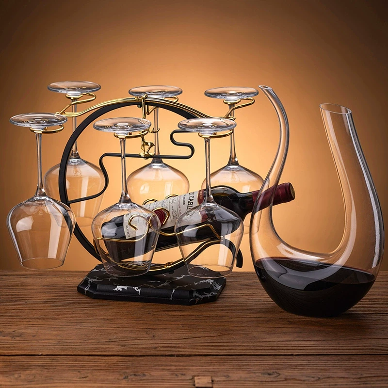 轻奢高级感勃艮第红酒杯套装家用高档水晶醒酒器葡萄酒杯高脚杯子