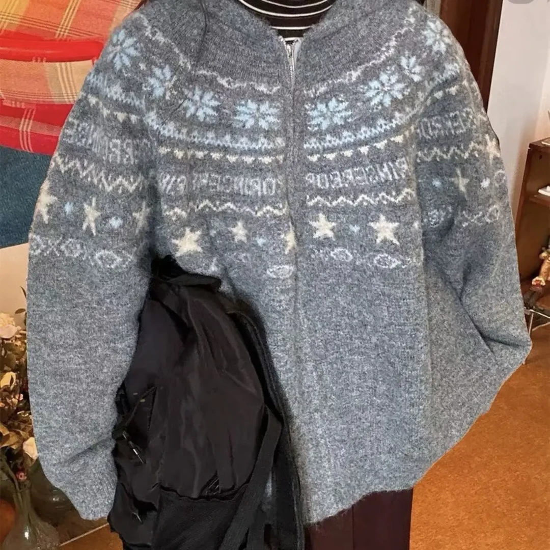 慵懒风休闲毛针织冬季加厚外套连帽宽松时尚网红百搭秋冬气质