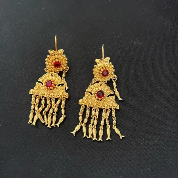 合金耳饰 女甜美风民族果黄色金色耳环民族风配饰发冠首饰复古