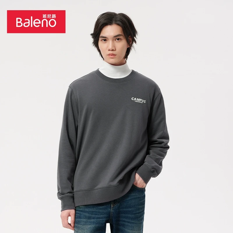 班尼路印花圆领卫衣男套头舒适卫衣春季新品9823303M008