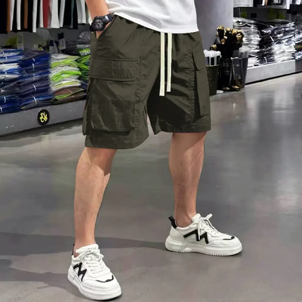 夏季工装风锦纶男士短裤多口袋设计休闲宽松五分裤潮流百搭青年必