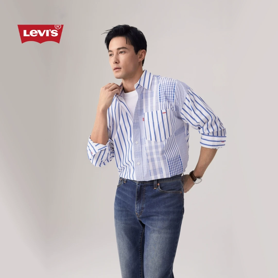 【商场同款】Levi's李维斯25年新款男士休闲商务时尚条纹衬衫003MX
