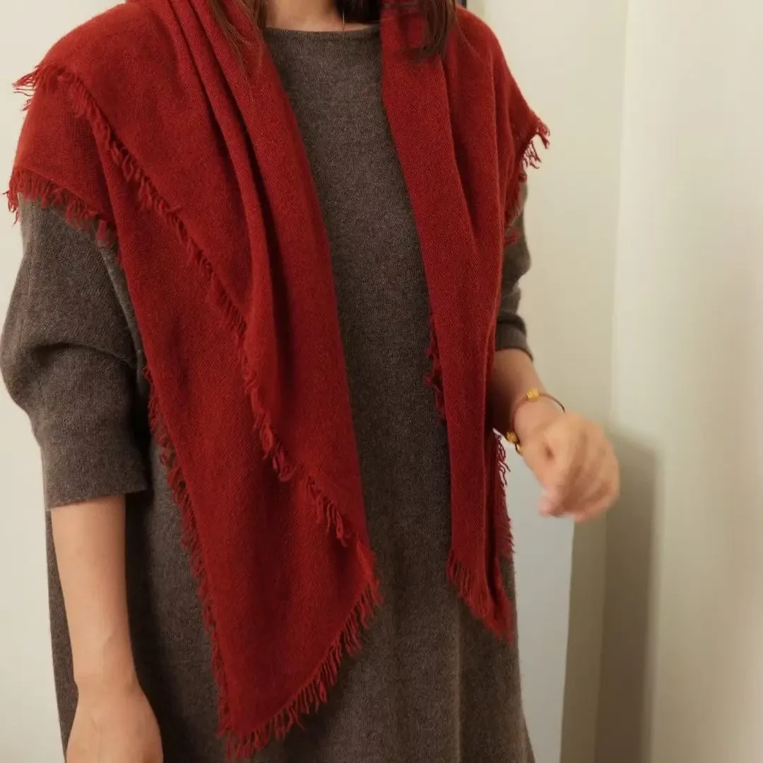 不掉色披肩女围巾加厚法式纯色成人时尚简约常规围脖极简风