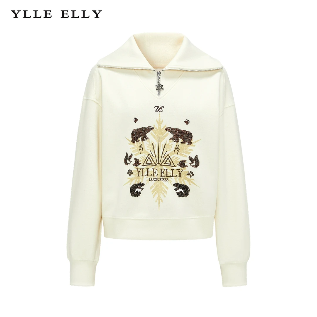 【众心专属】翻领卫衣女2023冬季新款羊毛宽松针织上衣Y317306196