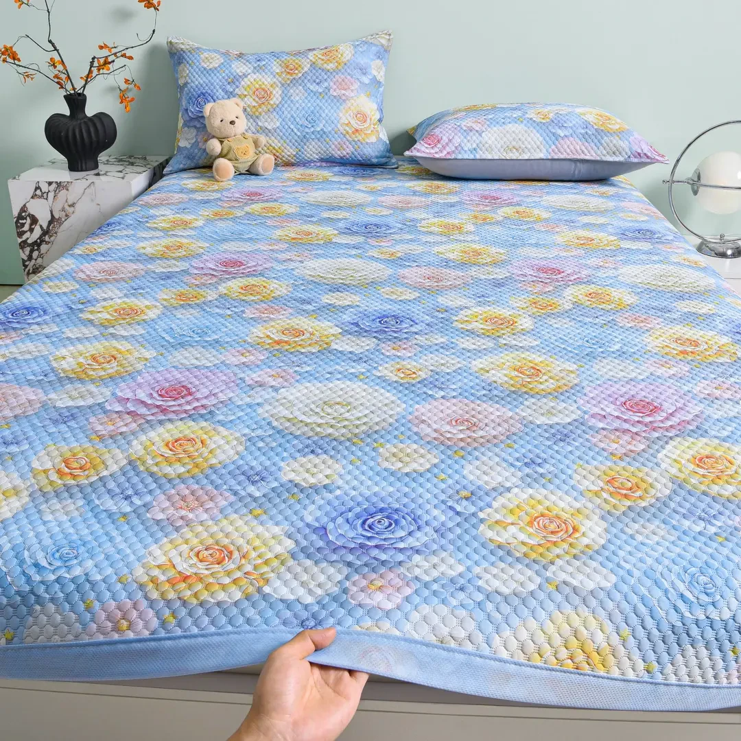 夏季新款冰豆豆小冰熊凉感软凉席可折叠机洗亲肤家用学生宿舍凉席