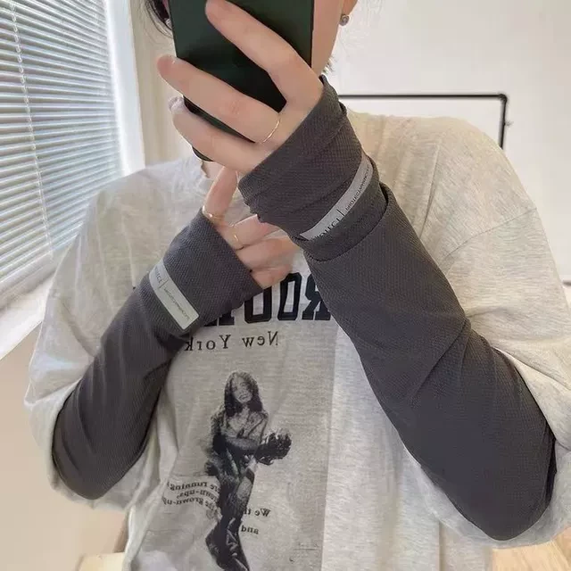 男士冰丝加长加宽冰袖夏季大码宽松防晒袖套女士直筒套袖手臂护袖