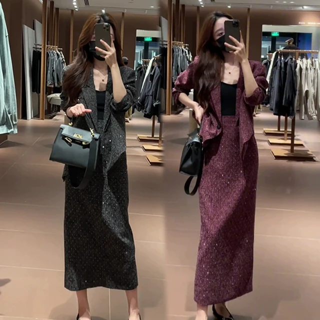 时尚高级感两件套女秋季新款气质高街洋气别致西服显瘦半身裙套装