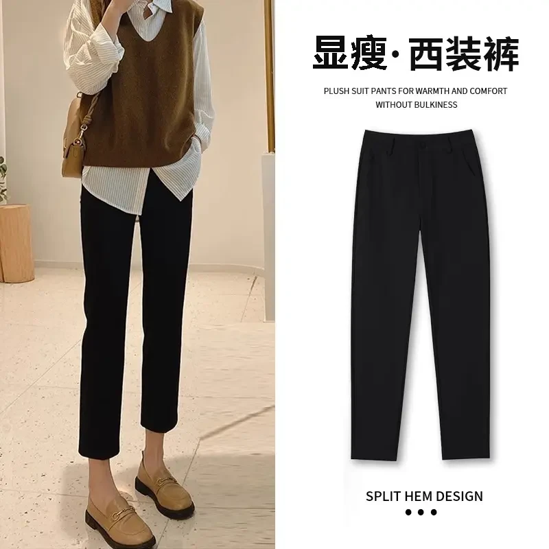 法棍腿【没有对手】冰丝烟管西装裤女夏季垂坠薄款高腰显瘦哈伦裤子