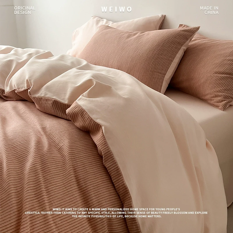 唯卧侘寂风2025新款100%四件套床单全棉纯棉被套床上用品四季通用