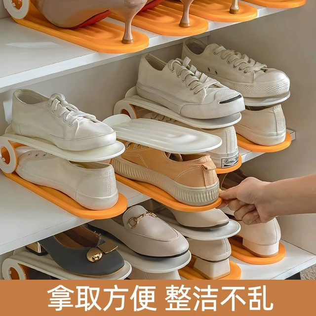 甄选6个装 鞋子收纳神器鞋柜整理双层分层隔板折叠调节鞋架家用防