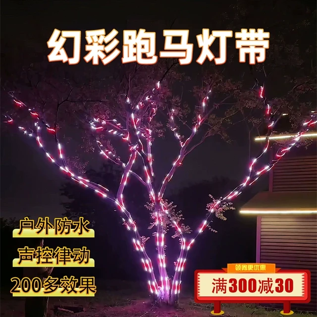2025新款24V幻彩跑马灯带户外防水声控音乐律动树木亮化流光氛围