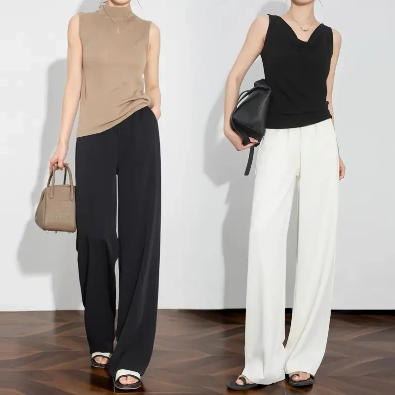 黑色窄版直筒裤2025春秋新款小个子西装裤高腰显瘦垂感时尚百搭