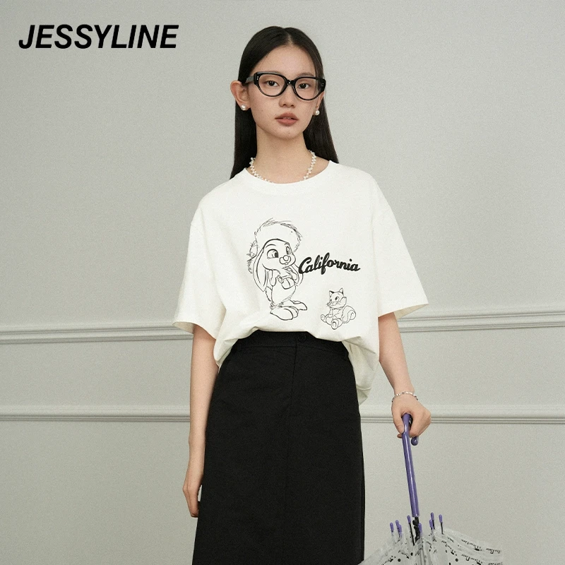 jessyline夏季新款 杰茜莱黑白色卡通短袖T恤 425201567