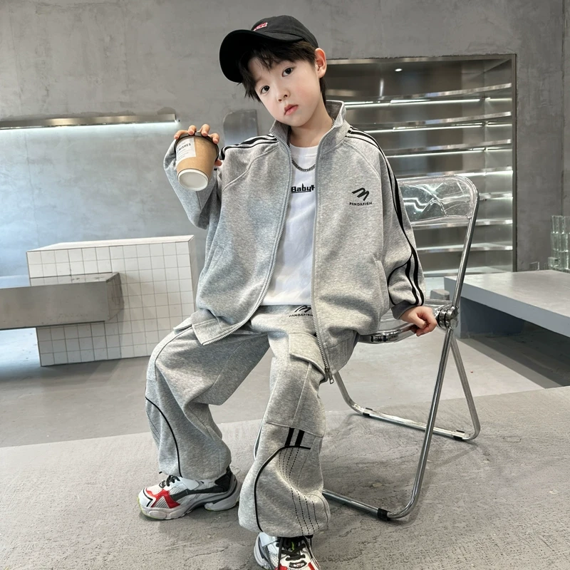 儿童装男童套装春秋款2025新款春装大童衣服春季运动男孩酷帅气潮