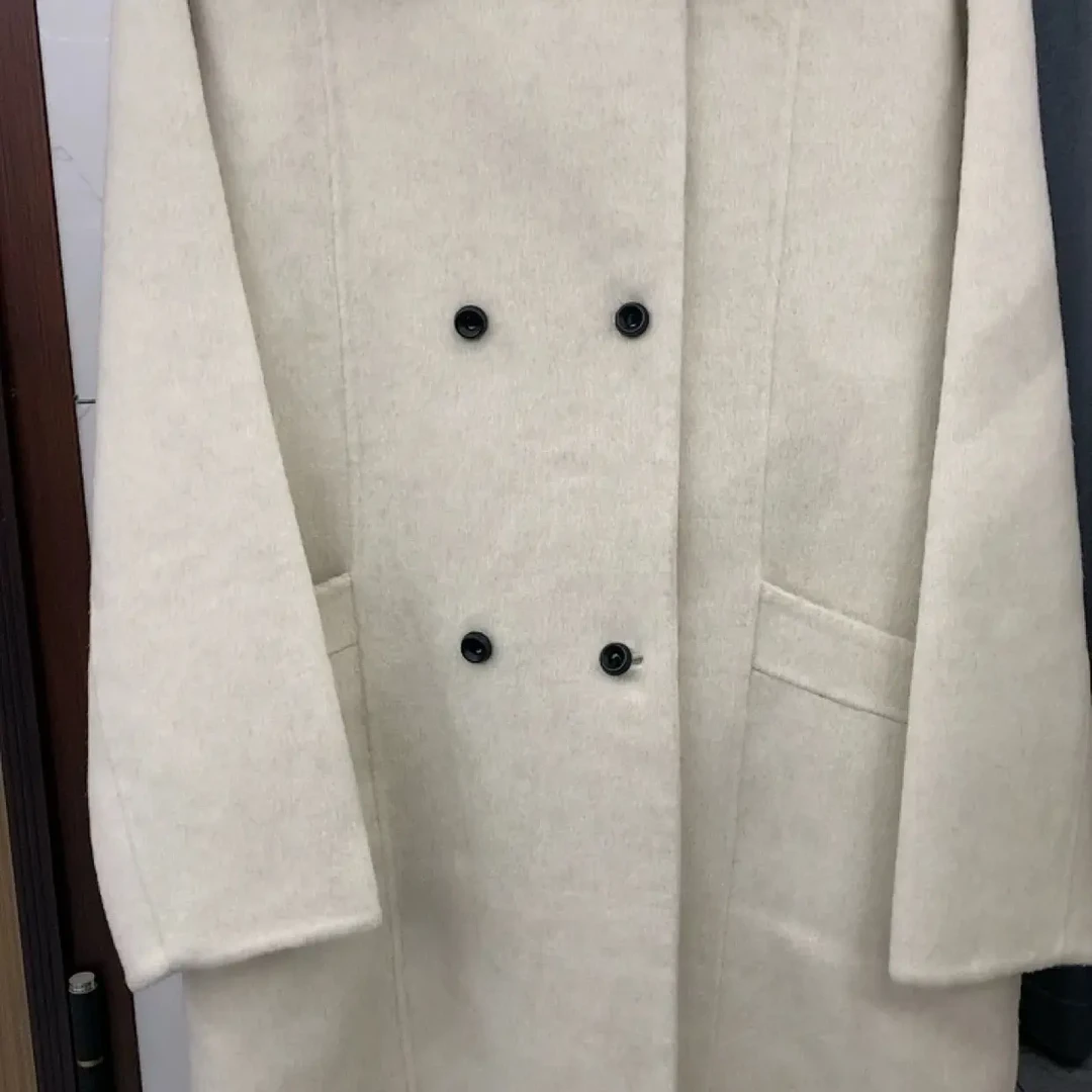 简约氛围感秋冬高品质双排扣双面羊毛大衣