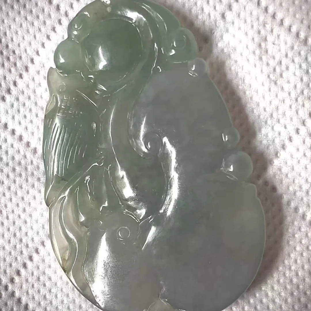 精美天然缅甸翡翠A货淡春彩如意吊坠男女通用款