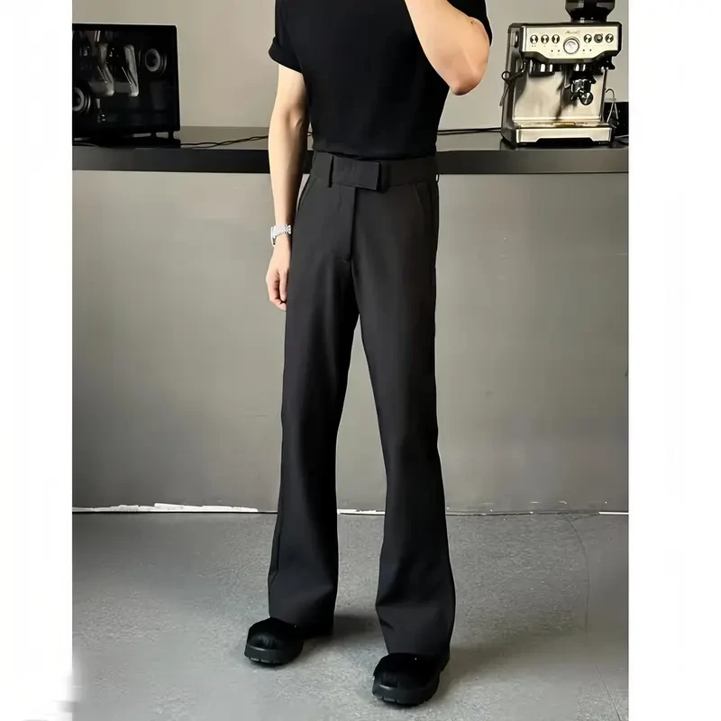 黑色西裤男款显瘦直筒裤子垂感高级感宽松cleanfit弯刀微喇西装裤