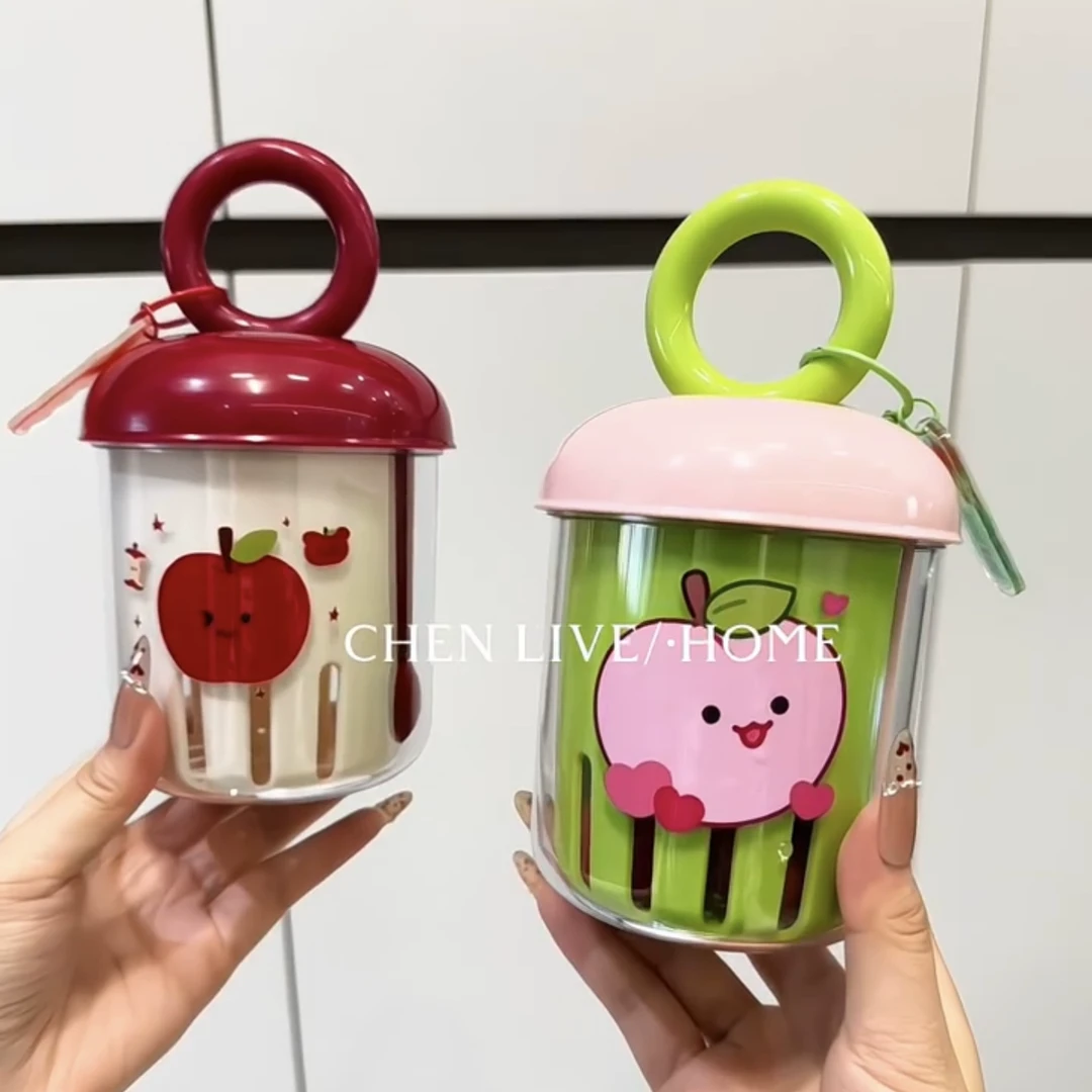 多巴胺水果杯便携式密封防漏带叉子沙拉杯保鲜盒野餐双层沥水杯子