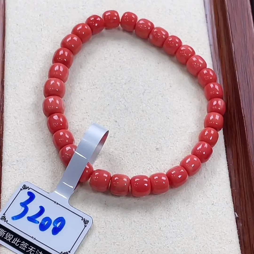 天然红珊瑚莫莫素圈手串