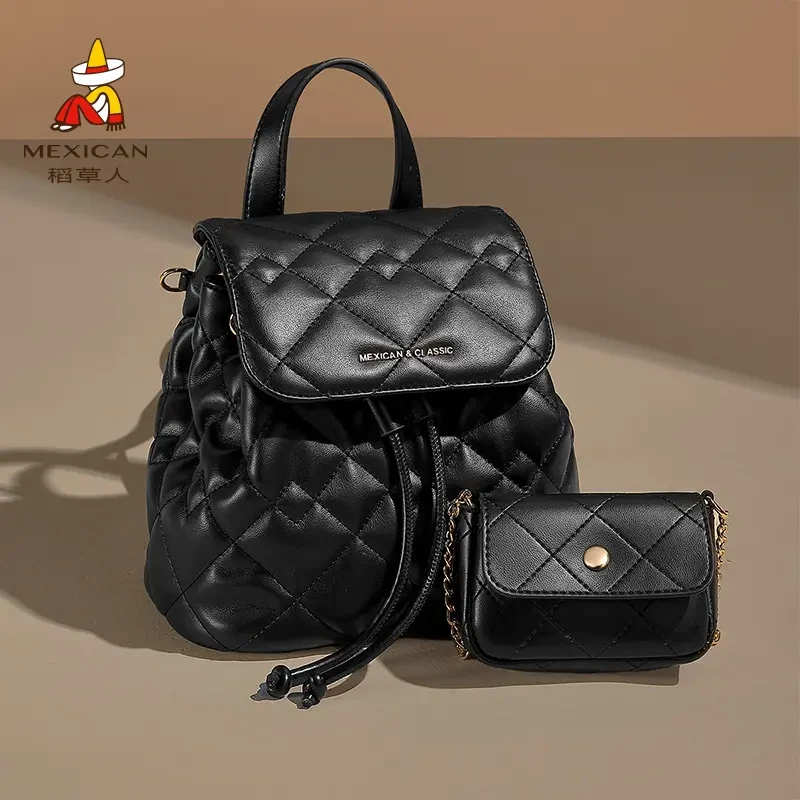 稻草人双肩包子母包女包新款时尚背包学院风百搭韩版书包旅行包潮