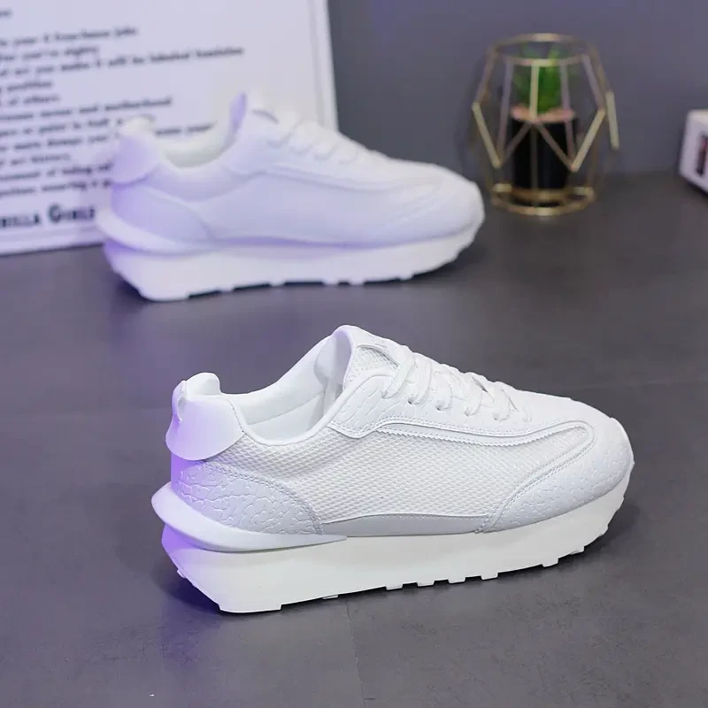 冬季网面透气男鞋ins韩版情侣百搭厚底运动休闲鞋轻便男女阿甘鞋