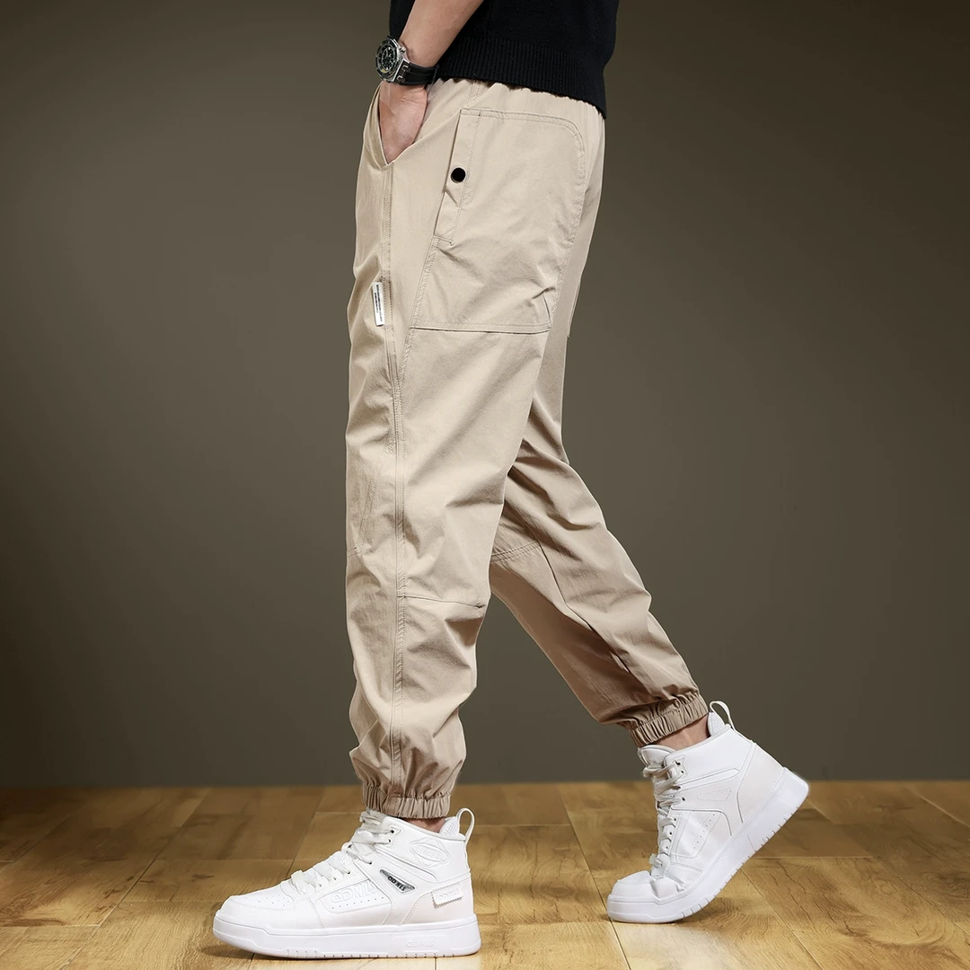 PRPK冰丝速干休闲裤男2025百搭运动夏季薄款哈伦束脚潮牌大码裤子