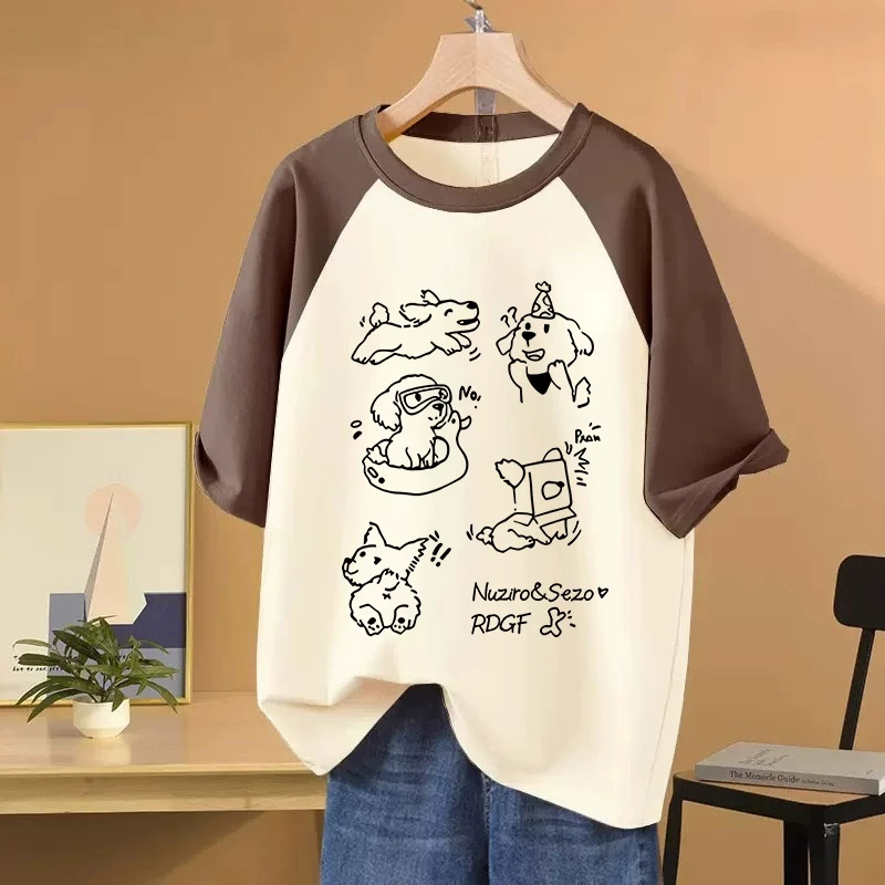 200斤胖mm夏季大码oversize宽松插肩袖圆领纯棉短袖t恤女休闲上衣