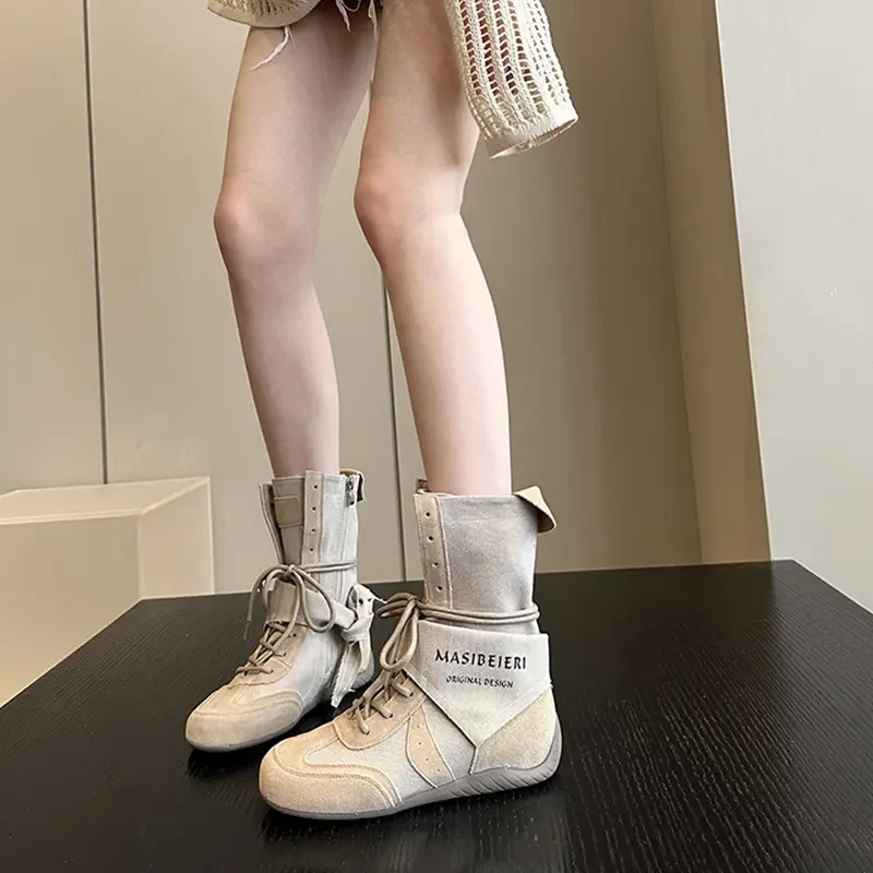 户外工装马丁靴女款2025新款夏季靴子短靴西部牛仔靴废土风拳击靴