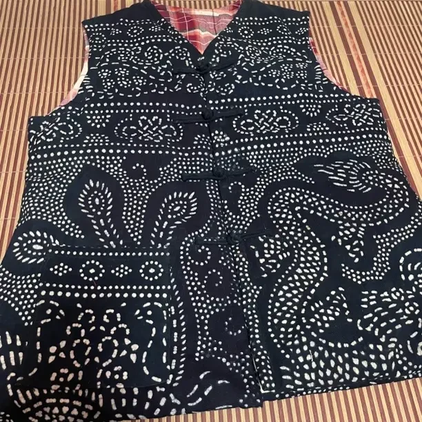 复古双面双穿植物豆染宽松无袖马甲