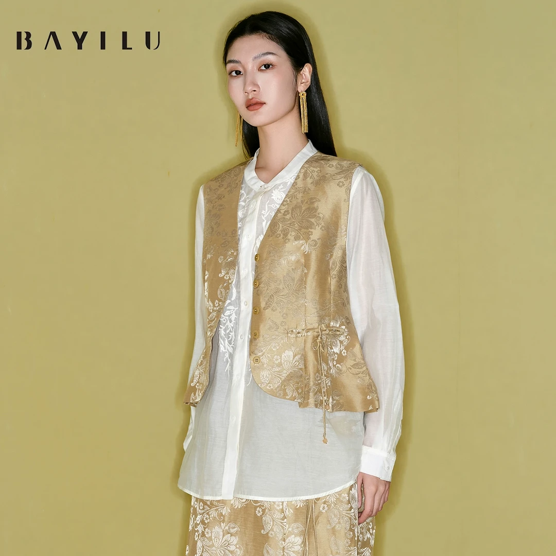 【尚雅】芭依璐2025春季衬衫女新中式国风提花天丝衬衣91C0031