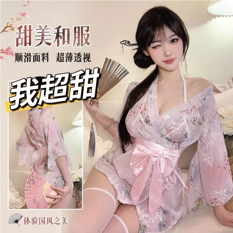 绯妃B【甜系和风】80-150斤可穿浪漫性感蕾丝轻奢修身睡衣家居服A22