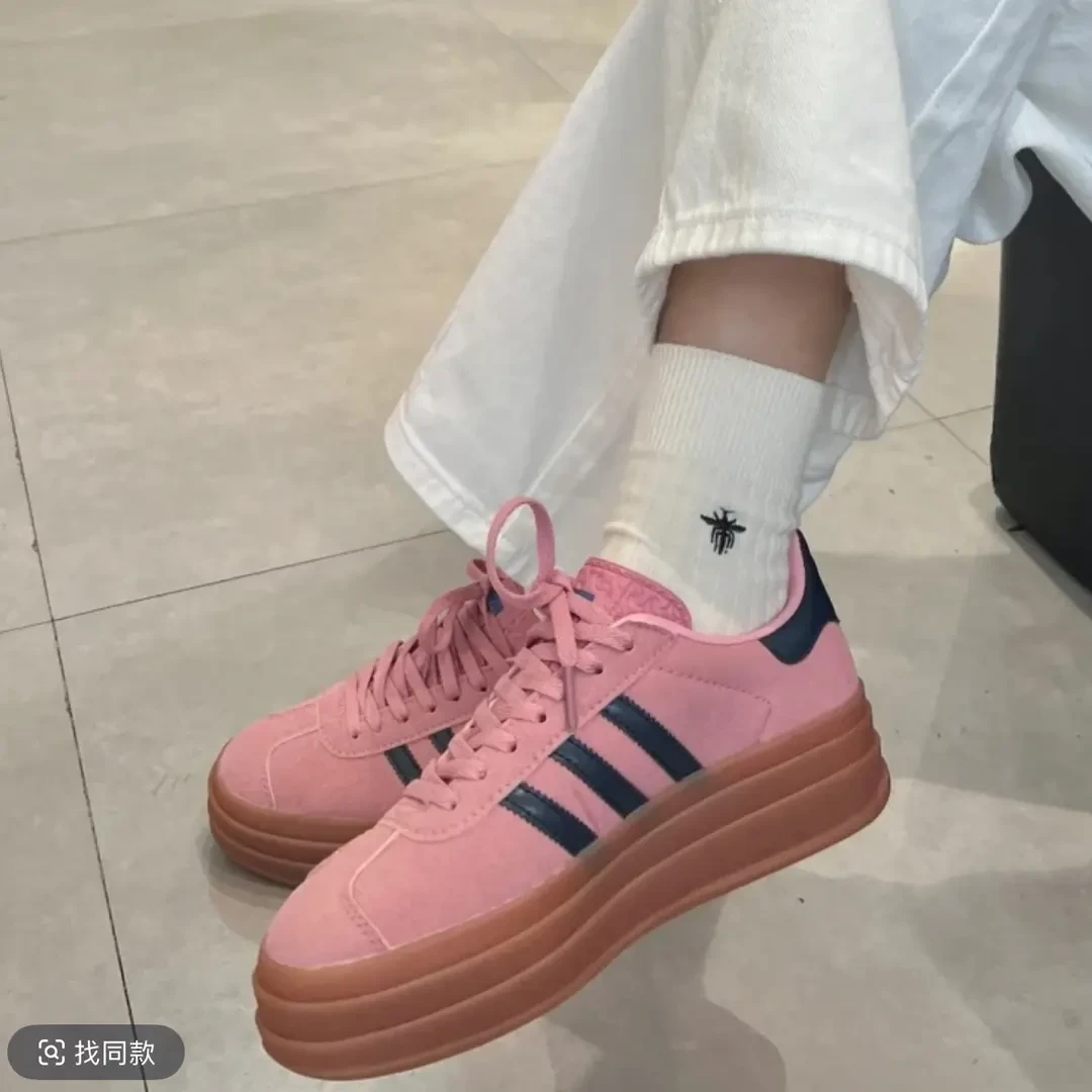 牛皮版厚底德训情侣款男鞋女鞋2025春季新款运动休闲板鞋