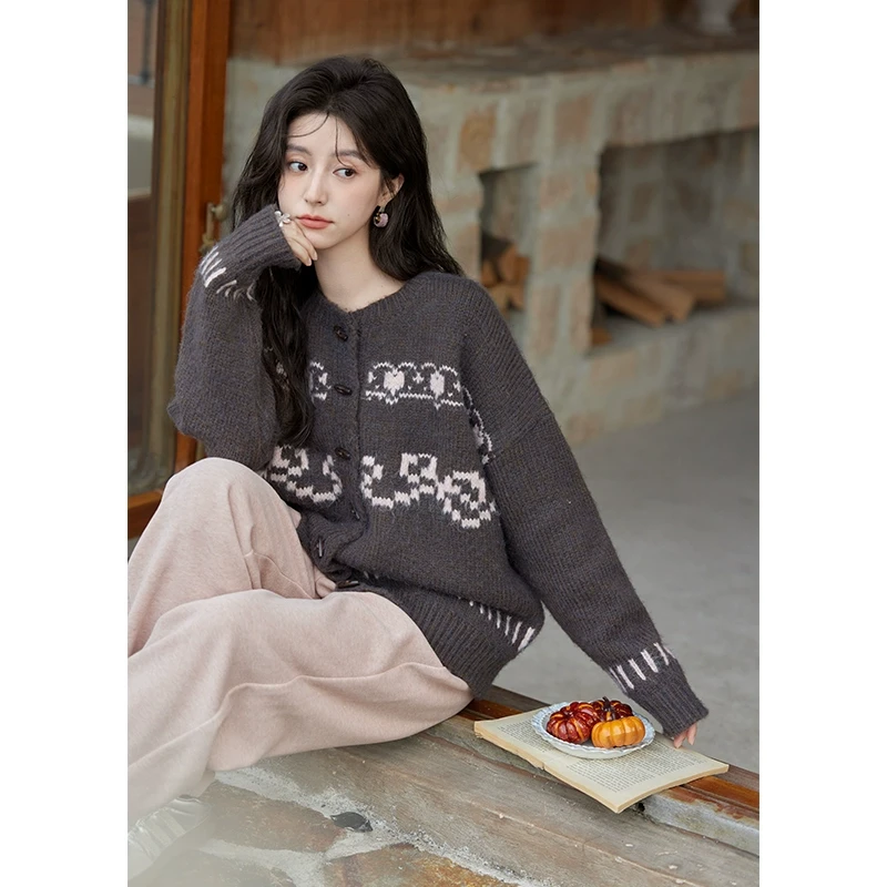 【芋总专属】谜秀毛衣外套宽松加厚长袖针织开衫上衣MXD57Z1011