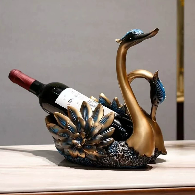 红酒架摆件天鹅客厅餐桌酒托高级感轻奢高档大气餐边柜酒柜装饰品