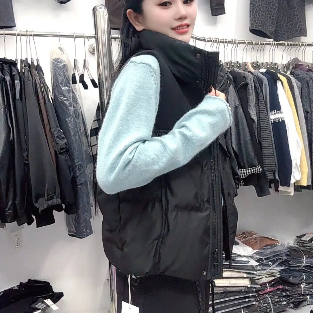 短款棉服立领时尚加绒拼接马甲