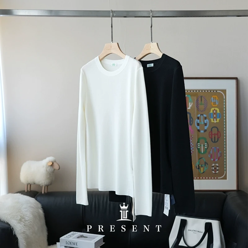 老宝娘家丨J*C匠心精纺羊毛简约圆领长袖薄打底针织衫24秋冬新款