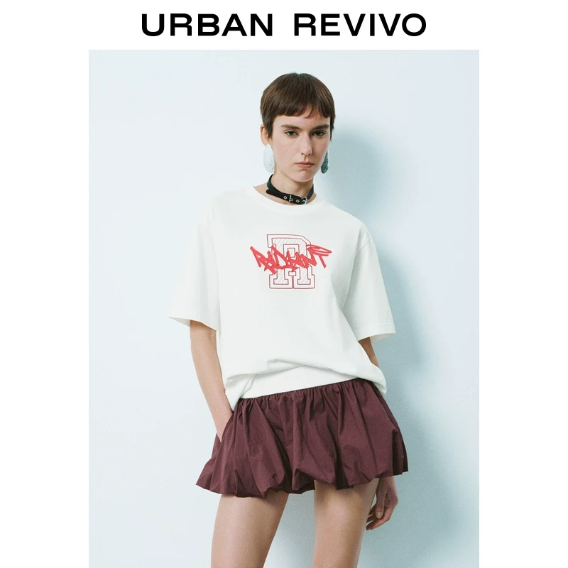 UR2025春季新款女装创意撞色图案棉质短袖T恤UYY450042