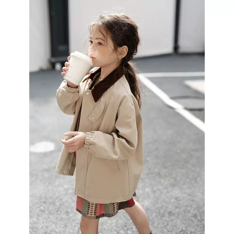 史豌豆女童巴恩风工装风衣 Y4139