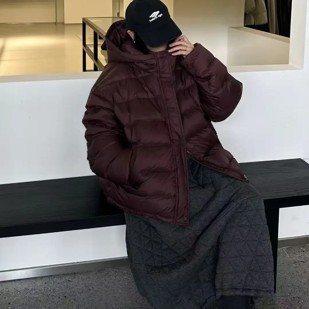 白鸭绒加厚排骨款连帽短款百搭保暖冬季羽绒服女