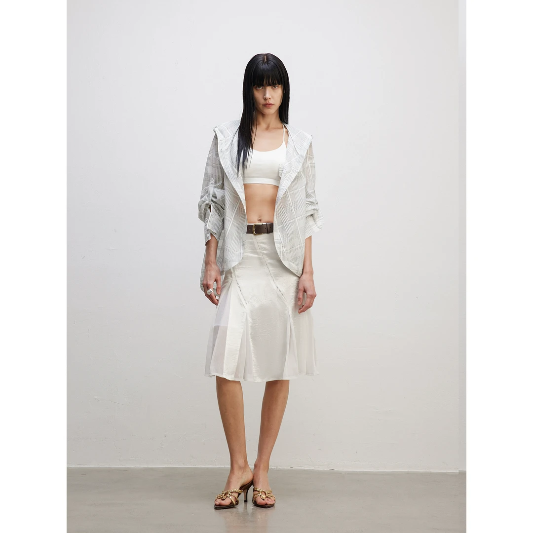 INSECTMODEL虫塑 原创设计感小众镂空缎面垂感拼接A字半身裙女夏