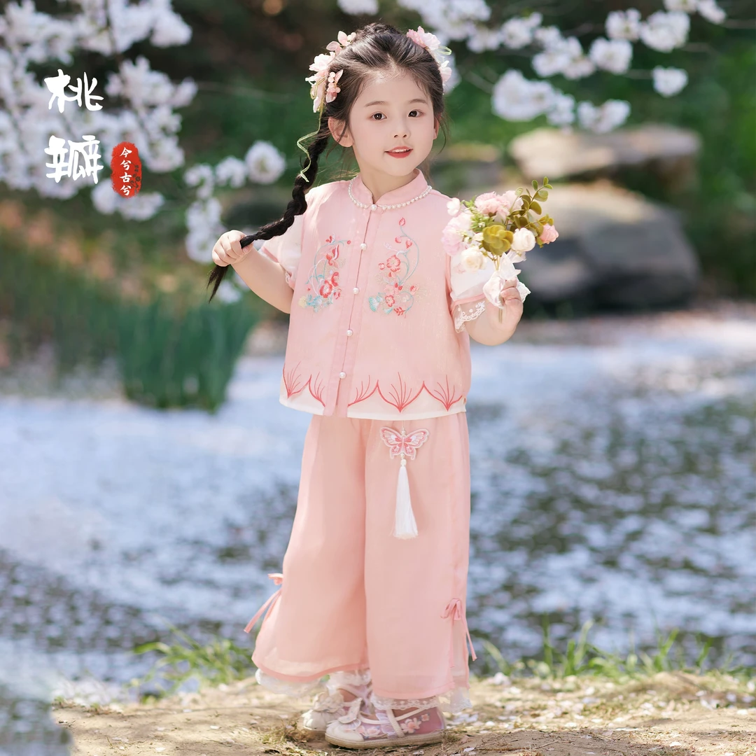 今兮古兮【桃瓣】汉服女童夏季套装中国风儿童超仙夏装小女孩唐装