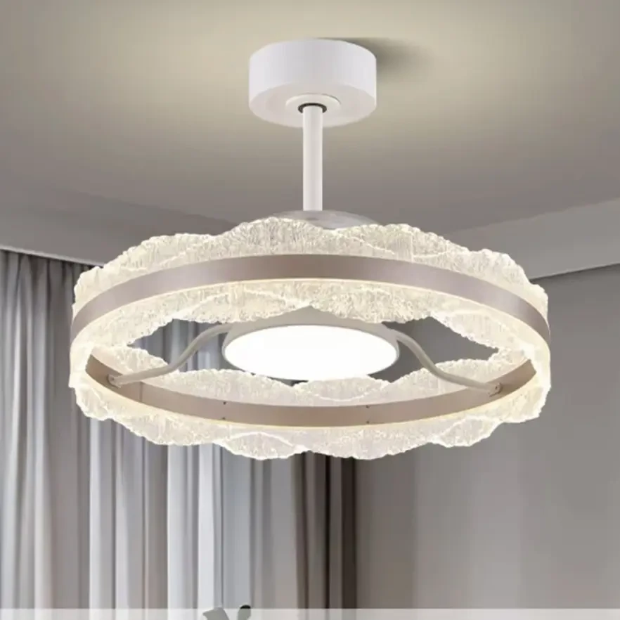 餐厅隐形风扇灯客厅卧室吊扇大风力中山灯具2025年吊灯轻奢新款