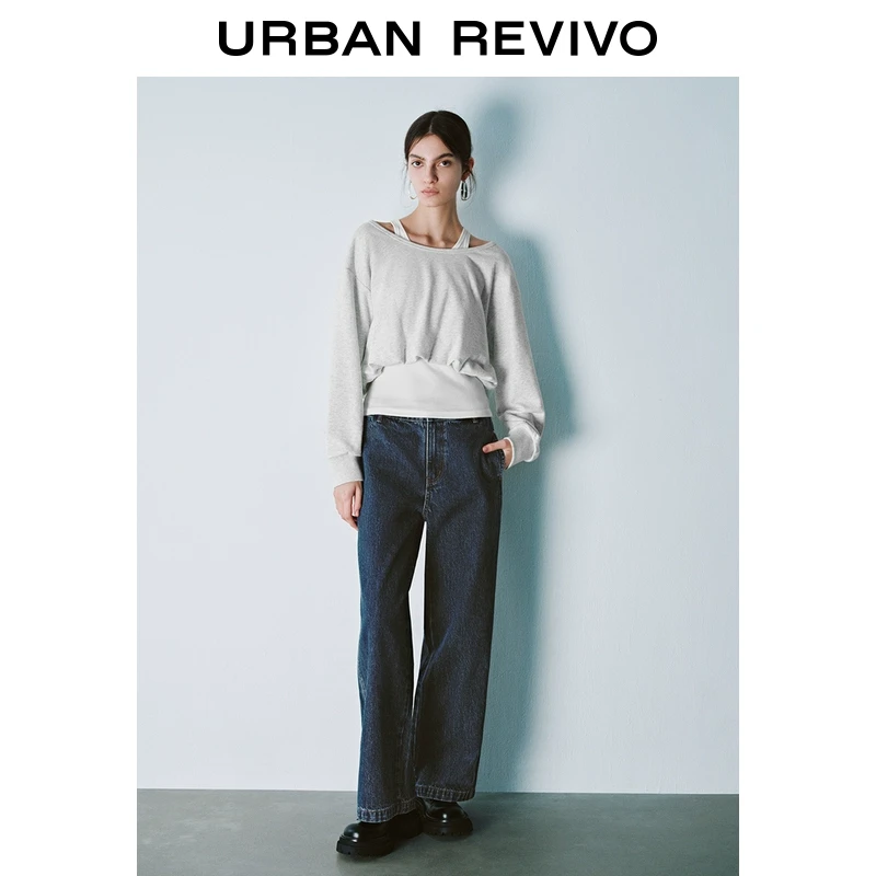 UR2025春季新款女装欧若风轻运动休闲风撞色两件式卫衣UYY450014