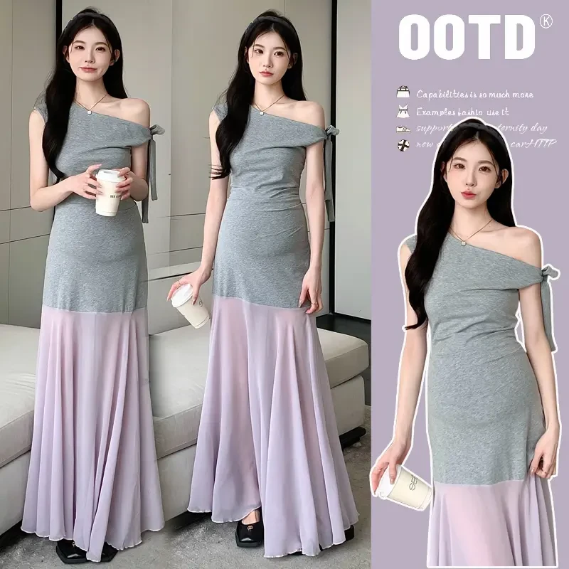 女神范孕妇装夏季新款法式高级感露肩拼接网纱气质显瘦孕妇连衣裙