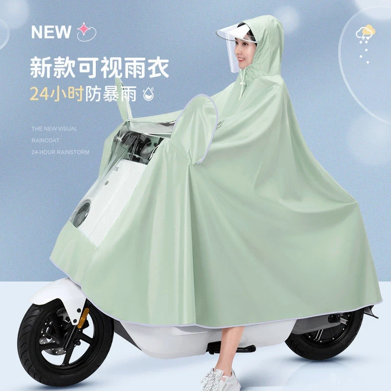 新款电瓶车雨衣全身一体式加大加厚骑行专用可视仪表盘单双人雨披